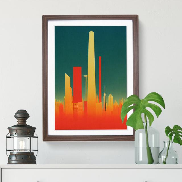 A Splendid City Skyline - Single Picture Frame Print 17 Stories Size: 64cm H x 46cm W x 2cm D, Frame Colour: Brown Framed on Productcaster.