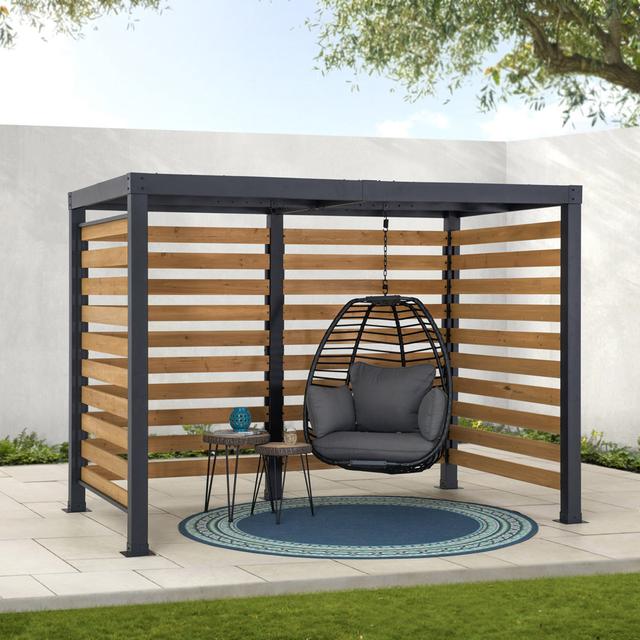 Sunjoy steel pergola MARAO - 191cm x 313cm, black/brown Sunjoy on Productcaster.