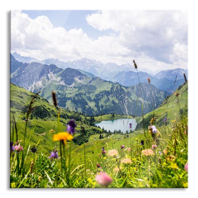 Meadow Flowers in the Mountains - Unframed Photograph on Glass Alpen Home Size: 70cm H x 70cm W x 0.4cm D on Productcaster.