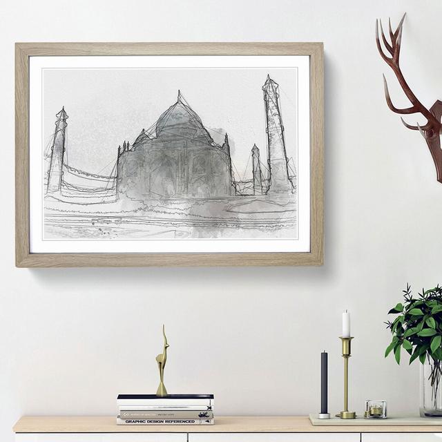 Mist over the Taj Mahal in India - Picture Frame Graphic Art Print East Urban Home Size: 48cm H x 65cm W x 2cm D, Frame Option: Oak Framed on Productcaster.