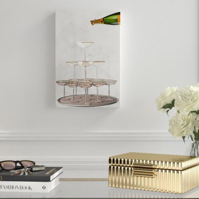 Champagne Tower - Wrapped Canvas Print East Urban Home Size: 76cm H x 51cm W x 4cm D on Productcaster.