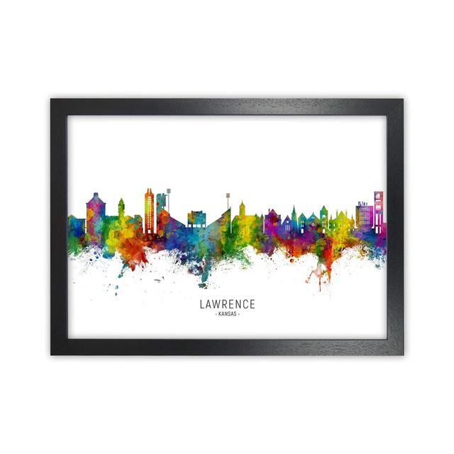 Lawrence Kansas Skyline by Michael Tompsett - Graphic Art Print Latitude Run Format: Black Framed, Size: 64cm H x 88cm W x 3cm D on Productcaster.