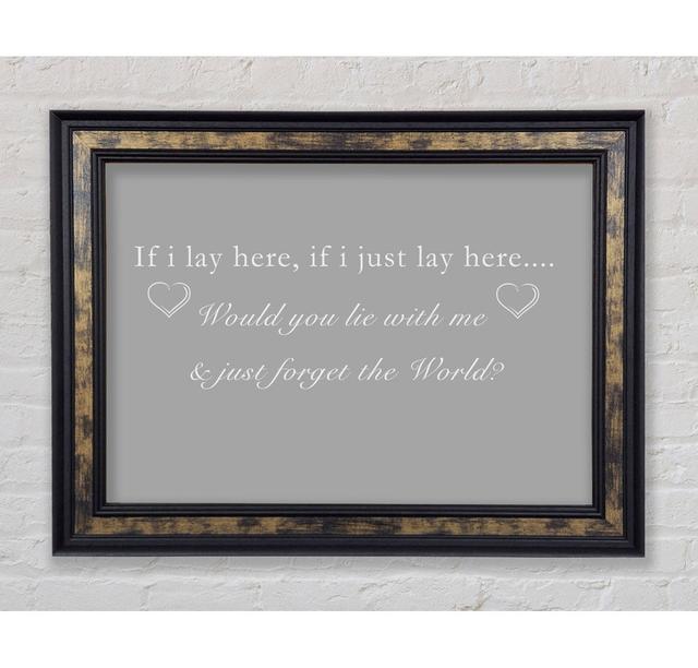 Music Quote If I Lay Here Snow Patrol Pink - Single Picture Frame Art Prints Bright Star Colour: Grey/White, Size: 84.1cm H x 142.2cm W x 8cm D on Productcaster.