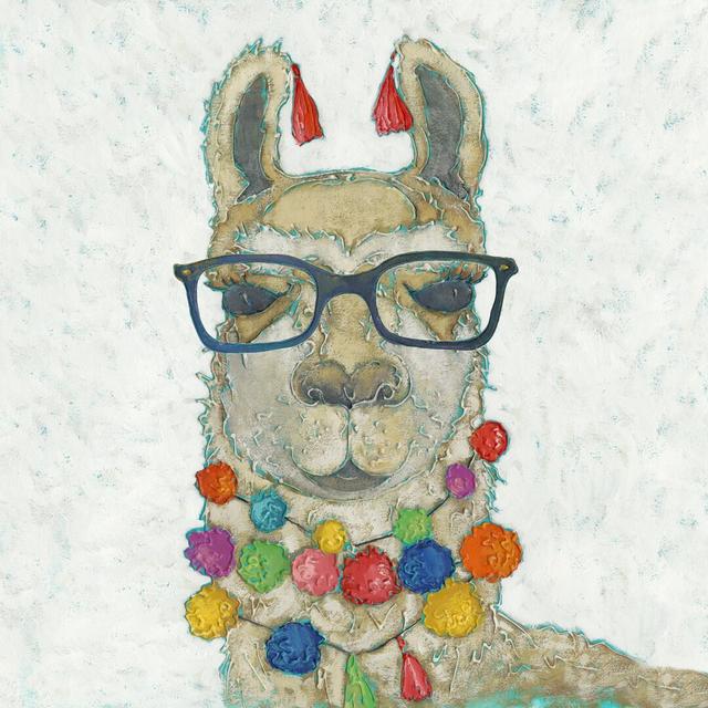 Llama Love with Glasses I by Chariklia Zarris - Wrapped Canvas Painting Isabelle & Max Size: 91cm H x 91cm W on Productcaster.