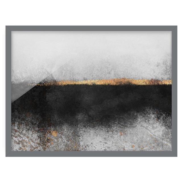 Picture With Frame - Abstract Golden Horizon Black White - Landscape 3:41 Ivy Bronx Size: 30cm H x 40cm W x 2cm D, Frame Option: Grey Framed on Productcaster.