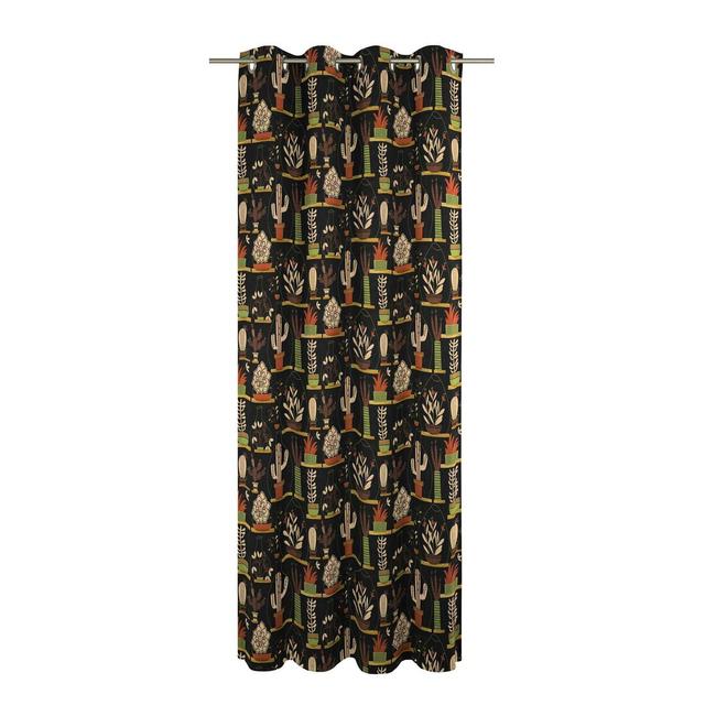 Cayton Eyelet Room Darkening Curtain Brayden Studio Colour: Black, green and brown, Panel Size: 245 x 130cm on Productcaster.