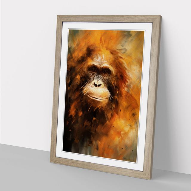 Orangutan Gestural - Single Picture Frame Art Prints on Wood Big Box Art Frame Colour: Oak Framed, Size: 46cm H x 34cm W x 2cm D on Productcaster.