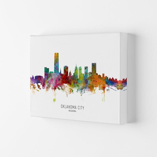 Oklahoma City Skyline by Michael Tompsett - Graphic Art Latitude Run Size: 21cm H x 29.7cm W x 4cm D, Format: Wrapped Canvas on Productcaster.