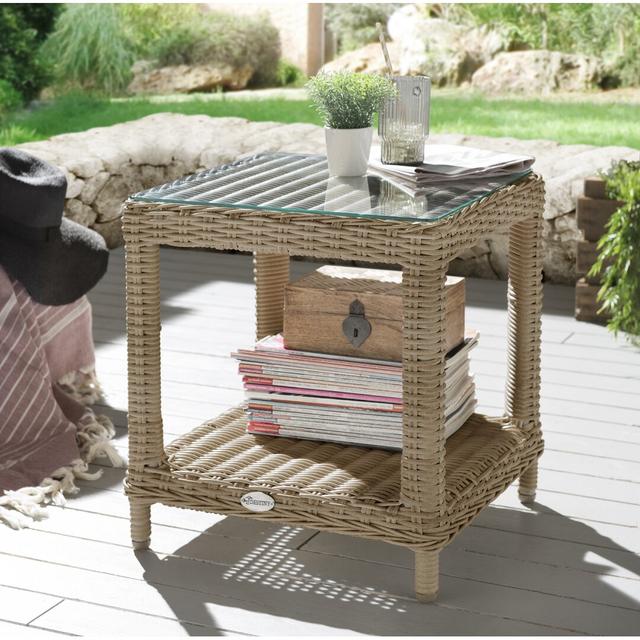 Kinney Rattan Coffee Table Highland Dunes Colour: Beige on Productcaster.