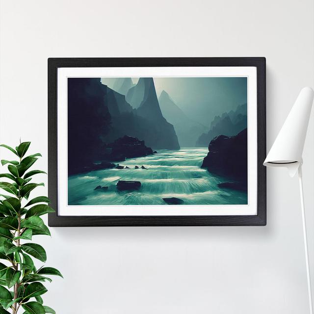 River Past the Mountains - Picture Frame Graphic Art Alpen Home Frame Colour: Black Framed, Size: 46cm H x 64cm W x 2cm D on Productcaster.