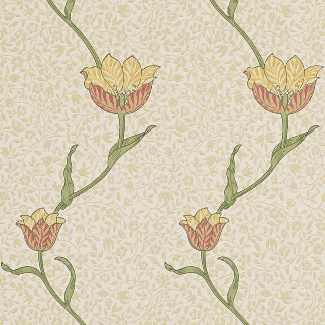 Garden Tulip 10.05m x 52cm Matte Wallpaper Roll Morris & Co Colour: Neutral on Productcaster.