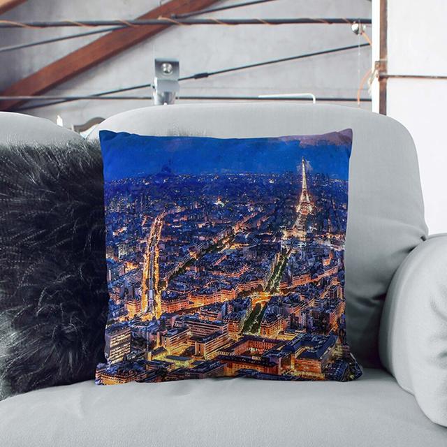 Eiffel Tower Paris Skyline at Dusk in Abstract Cushion with Filling East Urban Home Size: 55cm H x 55cm W x 20cm D, Backing Colour: Stone on Productcaster.