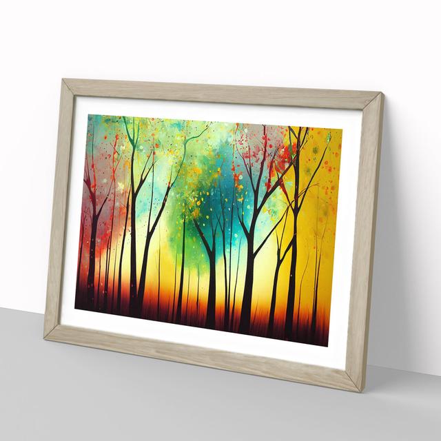 Spring Forest Splashed Vol.4 Abstract - Picture Frame Graphic Art Alpen Home Frame Colour: Oak, Size: 46cm H x 64cm W x 2cm D on Productcaster.