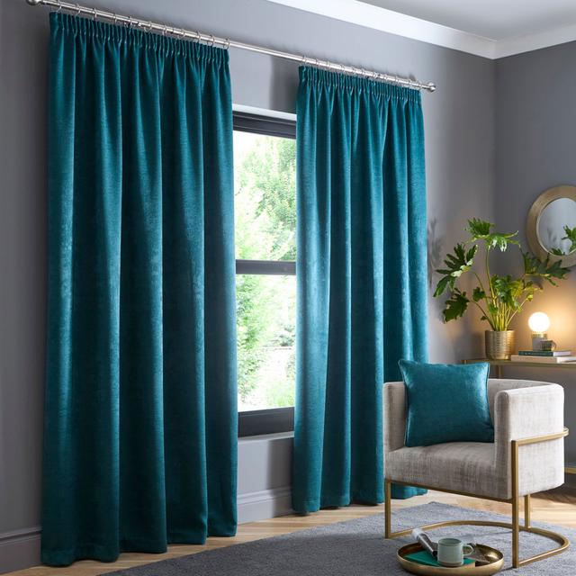 Galaxy Polyester Room Darkening Pinch Pleat Curtain Pair Fusion Curtain Colour: Forest Green, Panel Size: Width 117 x Drop 137cm on Productcaster.