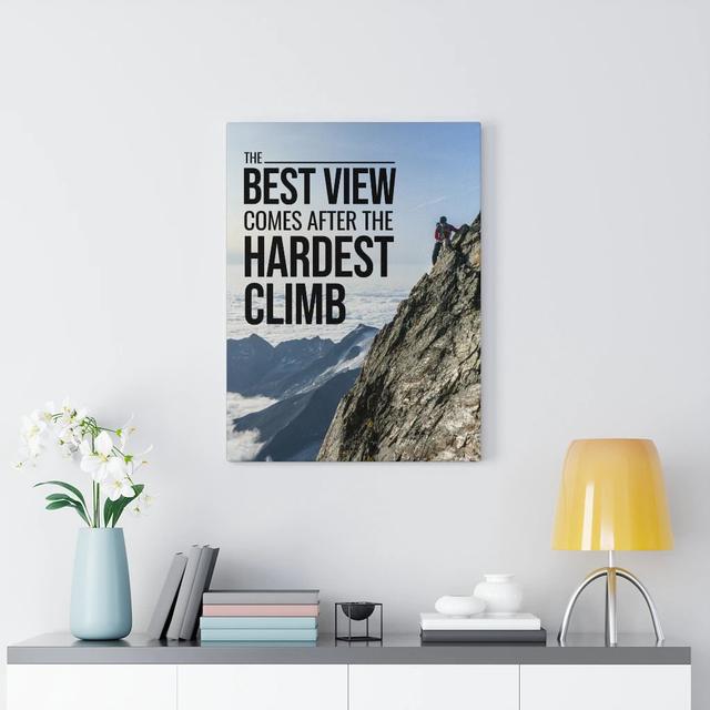 The Best View Motivational Verse - Wrapped Canvas Print Blue Elephant Size: 61cm H x 46cm W on Productcaster.