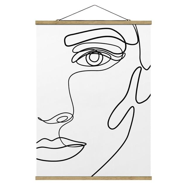 Line Art Portrait Woman Black White - Graphic Art Print Ivy Bronx Size: 66.4cm H x 50cm W x 0.3cm D on Productcaster.