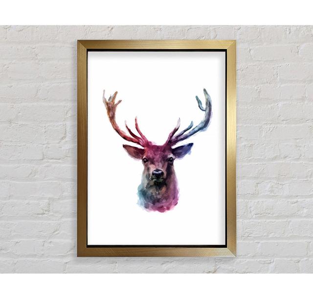 Stag Head Colours - Print Union Rustic Size: 59.7cm H x 42cm W x 3.4cm D, Format: Gold Framed Paper on Productcaster.