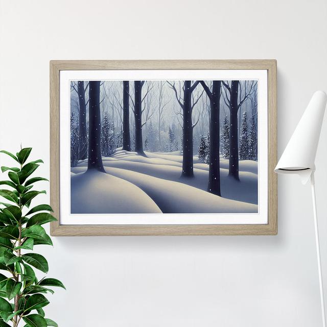 Snowy Winter Forest Vol.1 - Picture Frame Graphic Art Alpen Home Size: 46cm H x 64cm W x 2cm D, Frame Colour: Oak on Productcaster.