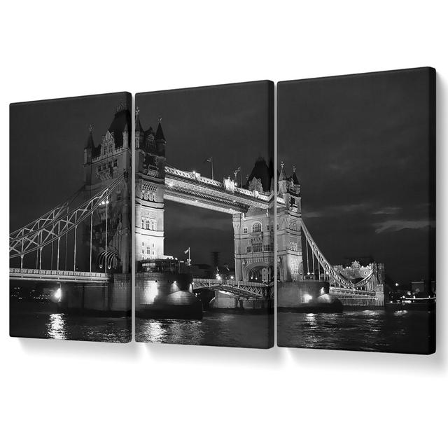 London Bridge Black Beauty - 3 Piece Wrapped Canvas Graphic Art Ebern Designs Size: 81.3cm H x 163cm W on Productcaster.