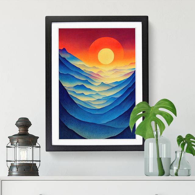 Watercolour Sun Vol.2 - Print Alpen Home Size: 46cm H x 34cm W x 2cm D, Frame Option: Oak on Productcaster.