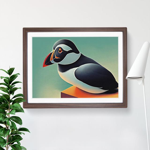 Enticing Puffin Bird - Single Picture Frame Painting 17 Stories Frame Colour: Walnut, Size: 34cm H x 46cm W x 2cm D on Productcaster.