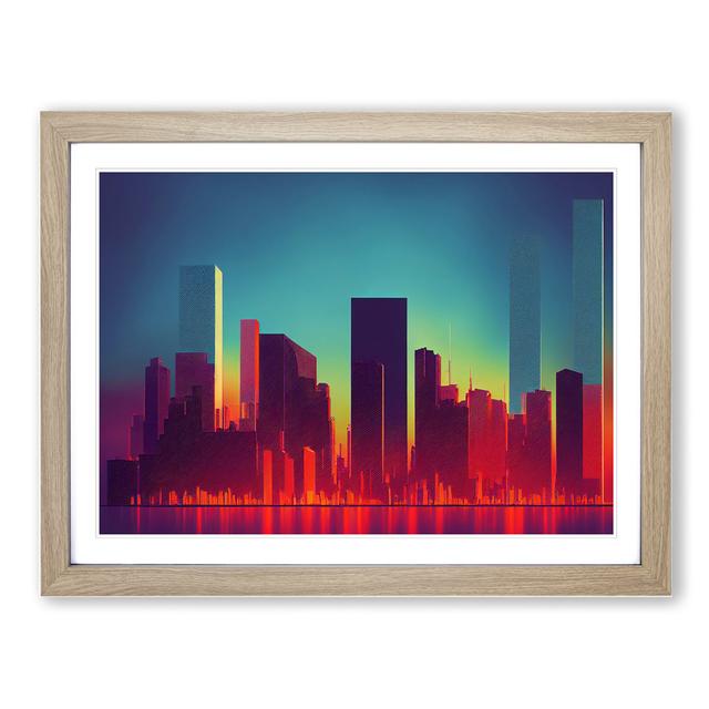 Exceptional City Skyline Architecture Abstract - Picture Frame Graphic Art 17 Stories Size: 34cm H x 46cm W x 2cm D, Frame Colour: Oak on Productcaster.