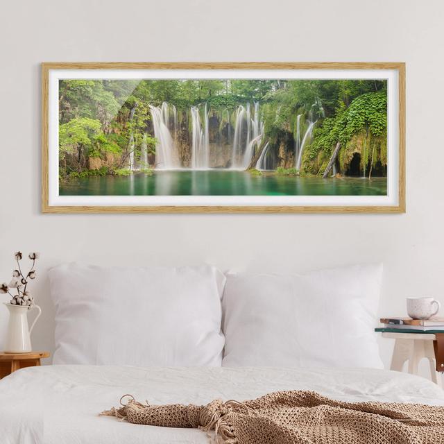 Plitvice Lakes Waterfall - Picture Frame Photograph Union Rustic Size: 20cm H x 50cm W x 2cm D, Frame Option: Brown Framed on Productcaster.