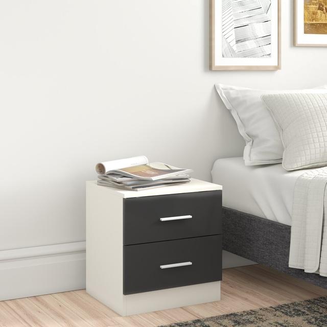 Eva 2 Drawer Bedside Table Zipcode Design Colour: Matte White/Gloss Grey on Productcaster.