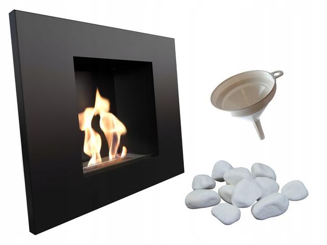 Wall-Mounted Ethanol Fireplace Quat Black Kratki on Productcaster.