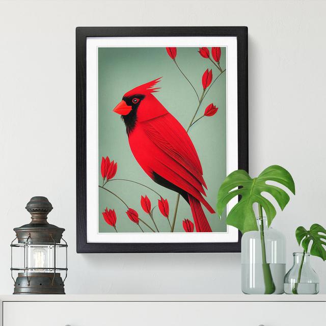 Cardinal Bird Art Deco Style The Seasonal Aisle Size: 46cm H x 34cm W x 2cm D, Format: Black Framed on Productcaster.