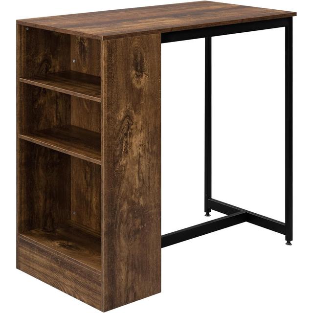 Wellkamp Rectangular 91cm L x 49cm W Borough Wharf Table Top Colour: Brown, Table Base Colour: Black on Productcaster.