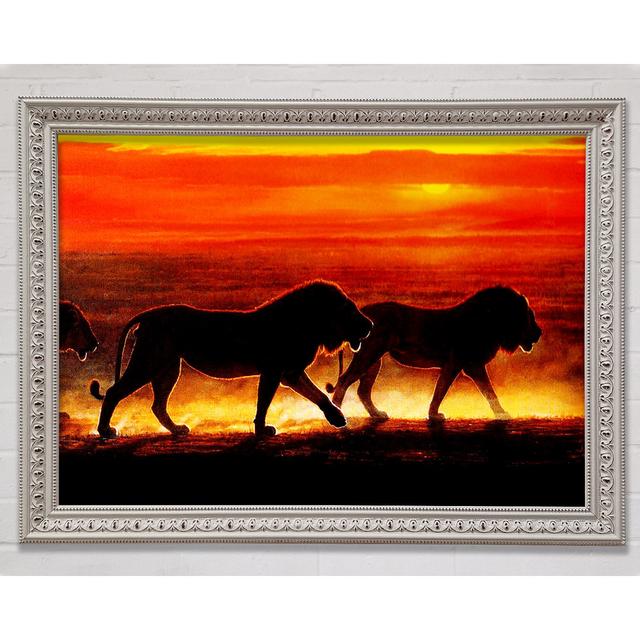 Lions On The Hunt Framed Print Bright Star Size: 84.1cm H x 118.9cm W3cm D on Productcaster.