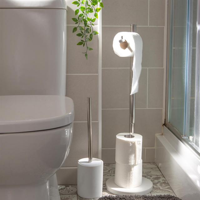 Harbour Housewares - Resin Toilet Brush & Butler Set (Set of 2) Harbour Housewares Colour: White on Productcaster.