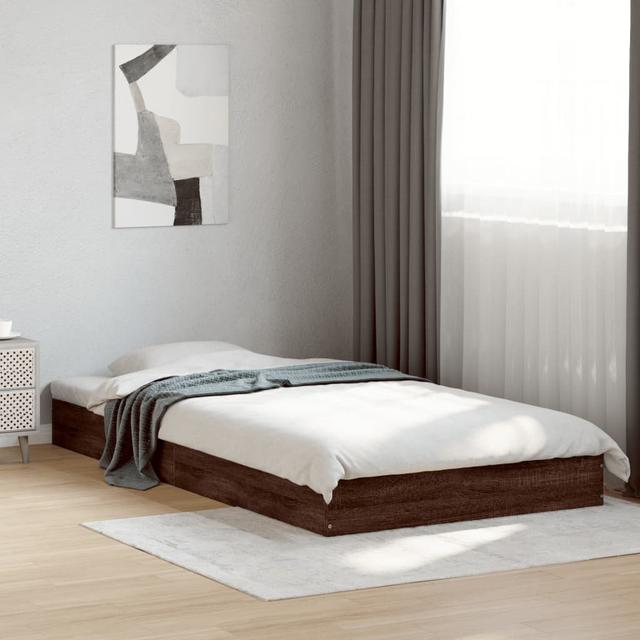 Vidaxl Bed Frame Engineered Wood 17 Stories Size: Single (3'), Colour: Brown Oak on Productcaster.