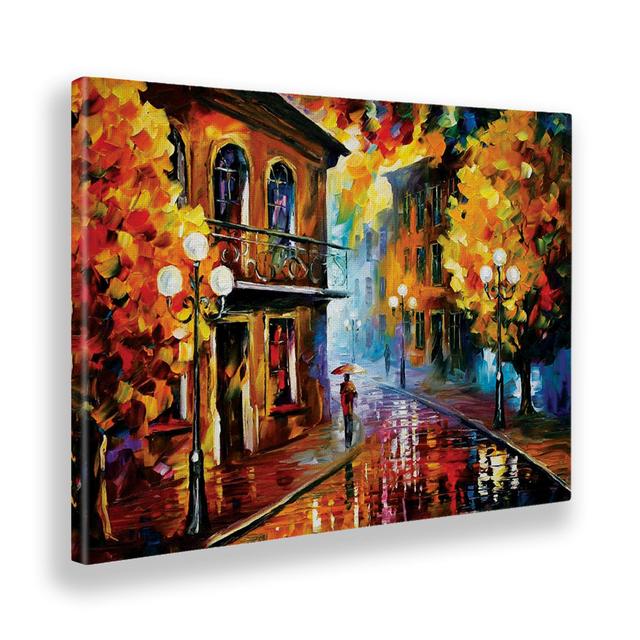 Leinwandbild Fall Rain von Leonid Afremov Marlow Home Co. Größe: 70 cm H x 100 cm B on Productcaster.