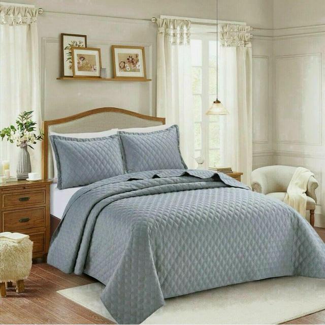 Mystic Solid Colour Bedspread with Pillowcases Brambly Cottage on Productcaster.