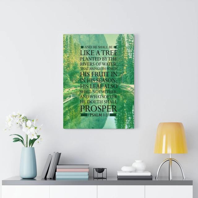 Like a Tree Psalm 1:3 - Wrapped Canvas Typography Blue Elephant Size: 76cm H x 61cm W on Productcaster.