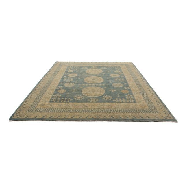 Ameerat Geometric Hand-Knotted Rectangle: 297' X 241' Teal Area Rug Latitude Vive on Productcaster.