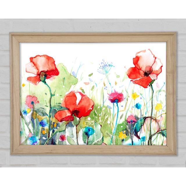 Poppies And Mixed Flowers - Single Picture Frame Art Prints Ophelia & Co. Size: 29.7cm H x 42cm W x 1.5cm D on Productcaster.