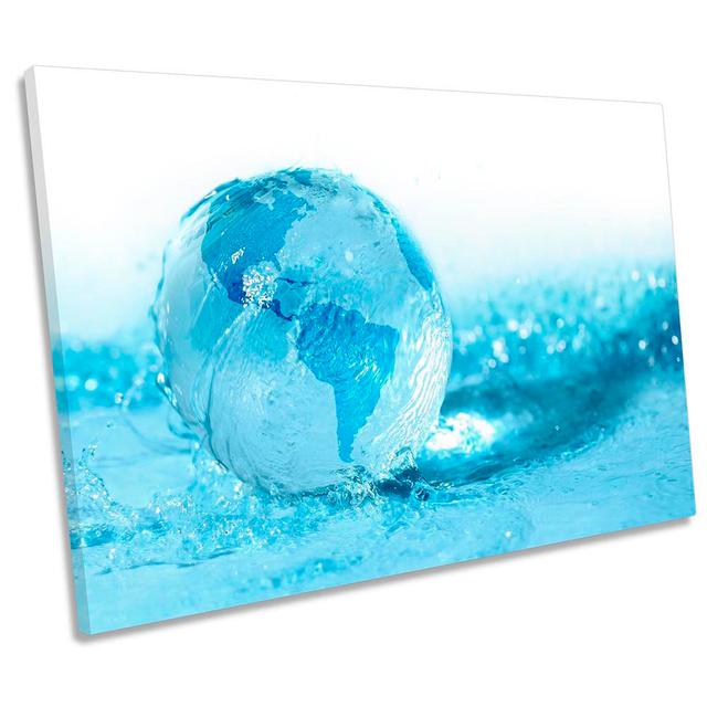 Bathroom Planet Earth - Wrapped Canvas Print Ebern Designs Size: 61cm H x 91.4cm W on Productcaster.