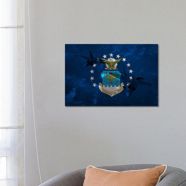 U.S. Air Force Flag (F-22 Raptor Background) - Wrapped Canvas Graphic Art Happy Larry Size: 45.72cm H x 66.04cm W x 3.81cm D on Productcaster.