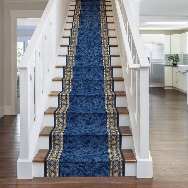 Stair Runner in Blue for Outdoor Use by Rosalind Wheeler, Rug Size: Runner 450cm x 120cm on Productcaster.