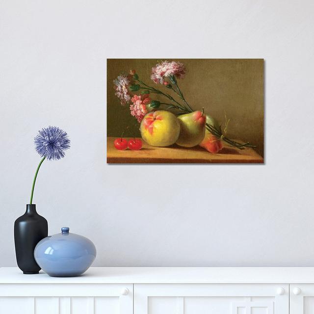 Carnations, Pears, Cherries And Apple On A Table by Anne Vallayer-Coster - Wrapped Canvas Painting Marlow Home Co. on Productcaster.