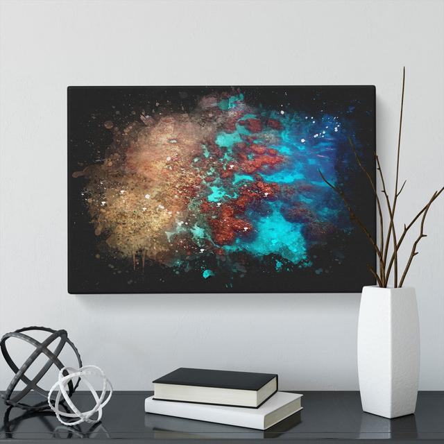 The Great Barrier Reef Coral Paint Splash - Wrapped Canvas Graphic Art East Urban Home Size: 50cm H x 76cm W x 3cm D on Productcaster.