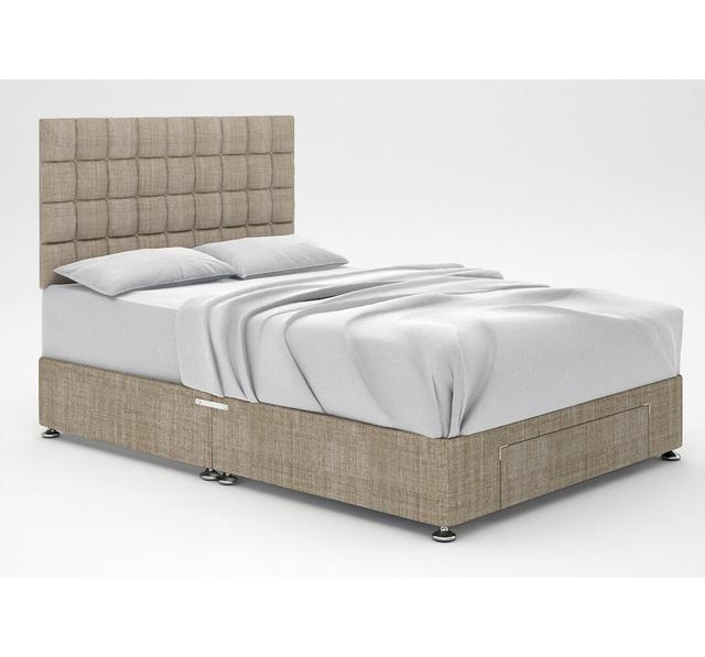 Stephanne Divan Bed Base 17 Stories Size: Super King (6'), Colour: Oatmeal, Storage Type: End Drawer on Productcaster.