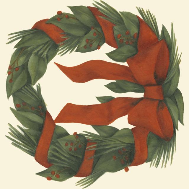 Small Holiday Wreath by Jennifer Goldberger - Wrapped Canvas Graphic Art The Seasonal Aisle Size: 30cm H x 30cm W x 3.8cm D on Productcaster.