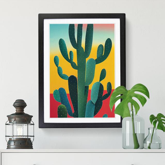 FRM-V0523-327X Cactus Cacti Abstract - Single Picture Frame Print Natur Pur Size: 34cm H x 25cm W x 2cm D, Format: Black Framed on Productcaster.