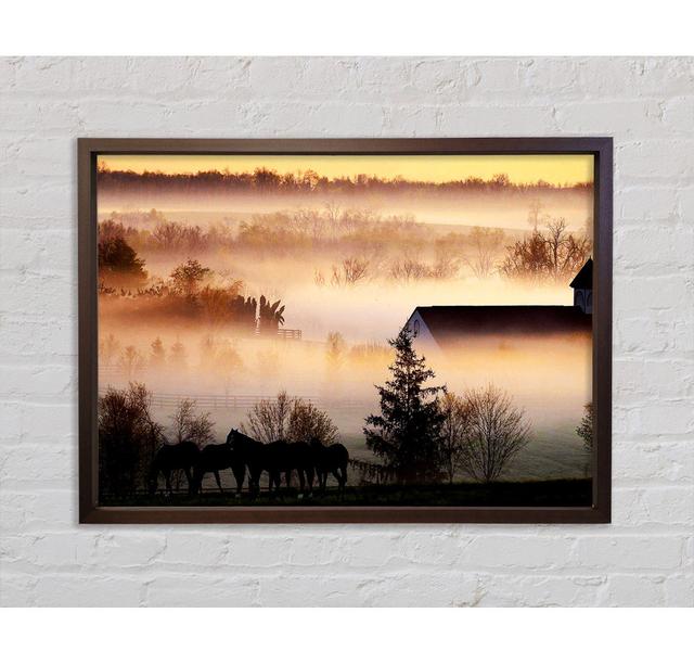 Horses In The Morning Mist - Single Picture Frame Art Prints on Canvas Bright Star Size: 100cm H x 141.4cm W x 3.3cm D on Productcaster.