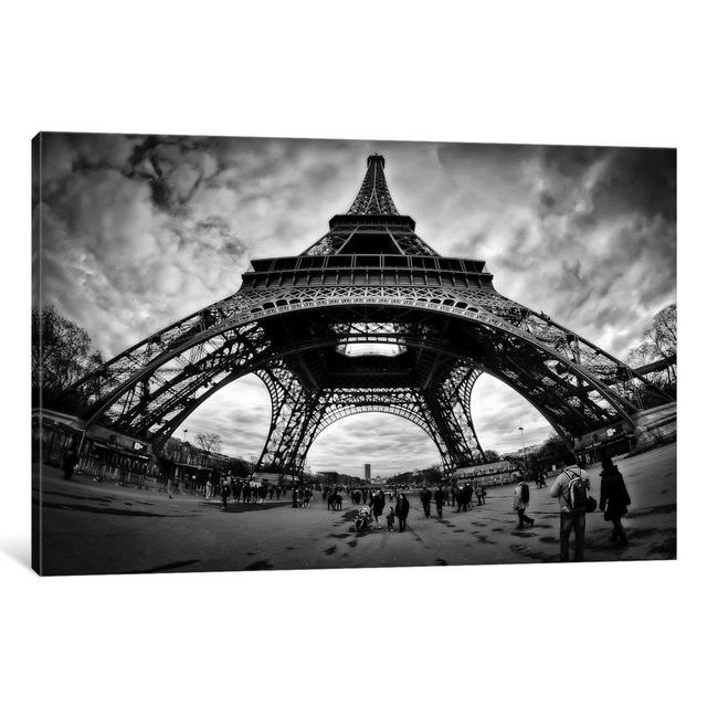 'Eiffel Apocalypse B and W' Photograph on Wrapped Canvas East Urban Home Size: 101.6cm H x 152.4cm W x 3.81cm D on Productcaster.