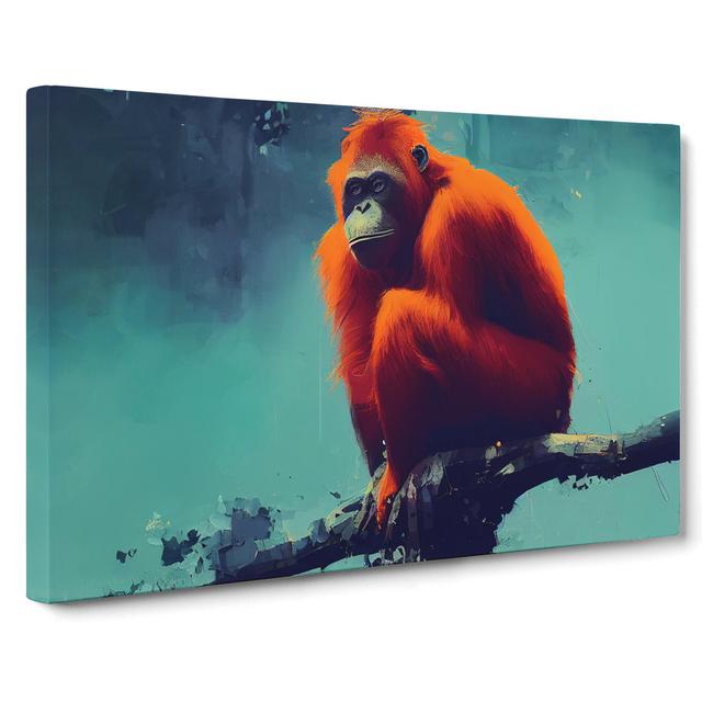 XXX-H1022-WF-6470X Orangutan Art Painting - Wrapped Canvas Print Marlow Home Co. Size: 35cm H x 50cm W x 3cm D on Productcaster.